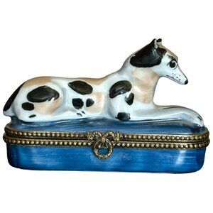 Rare Perfection Limoges  “Reclining Dog” Trinket Box